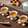 6 Pièces Dessous de Verre en Bois Absorbants Protecteurs avec Support Plateau à Thé Ensemble de Dessous de Verre Damier pour Protection de Table