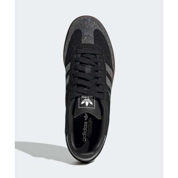 adidas Samba OG Nero Argento Strass Sneakers Donna Core-Black Dark-Gum IH9052