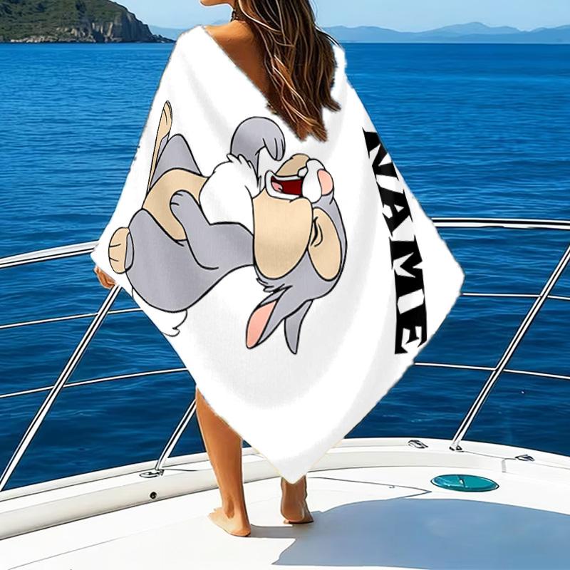 1pc Bambi1 Beach Towel with Custom Name, Beach/Swimming/Bath/Picnic/Camping Towel, Suitable for Seaside Beaches
