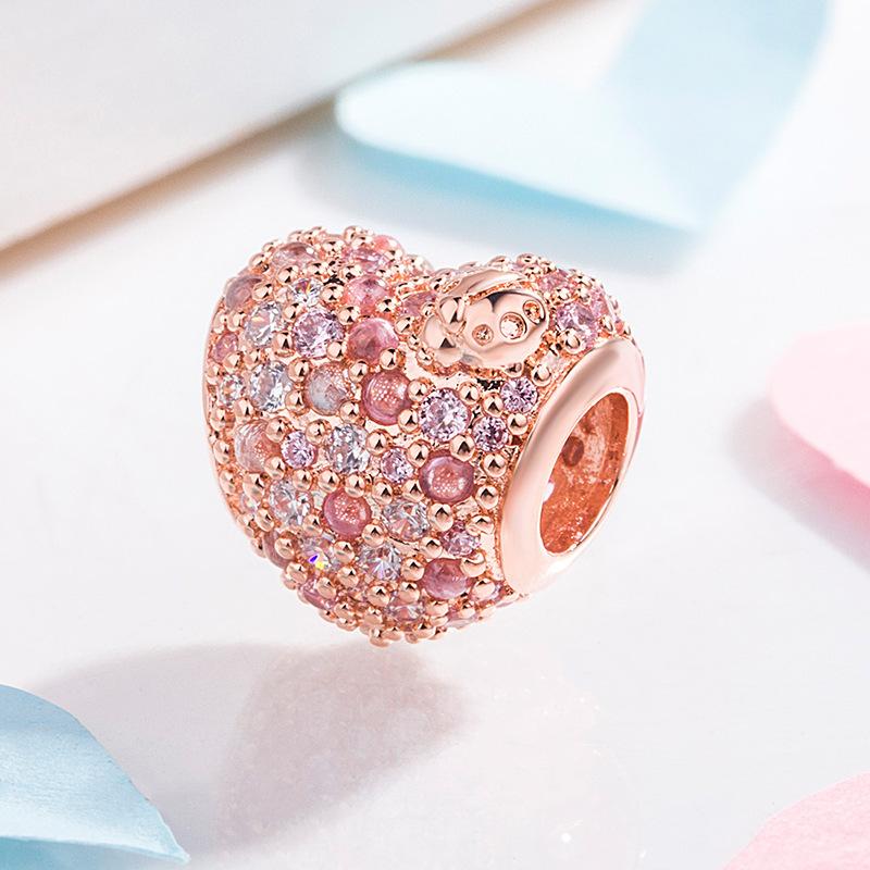 New Authentic Copper Rose Gold Lock An Arrow Through The Heart Charm Suitable For Authentic Wrist Bracelet Accessories Women Jewelry