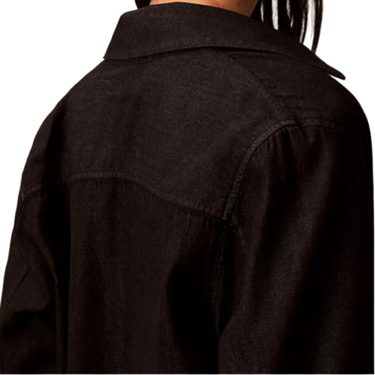 Calvin Klein Solid Point Collar Drop Shoulder Long Sleeve Shirt Women shirts Black 40WL812-001
