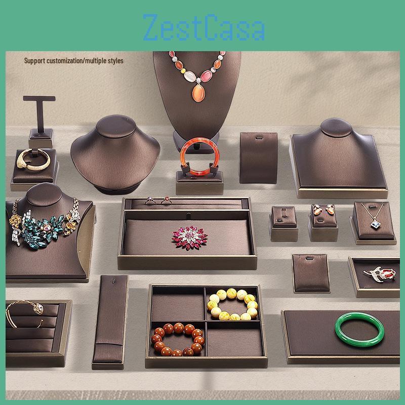 Brushed Pu Hongtai Leather Necklace Display Stand