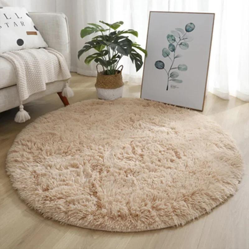 Fluffy Round Rug For Bedroomfuzzy Kids Room Carpet Shaggy Living Room Sofa Area Rug Soft Nursery Floor Mat Home Decor