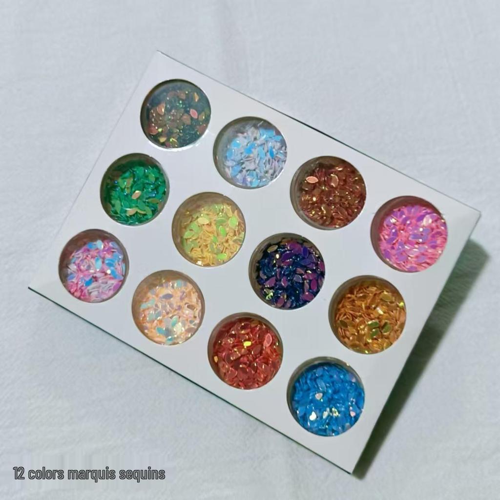 12-Color Crystal Nail Powder Glitter Set