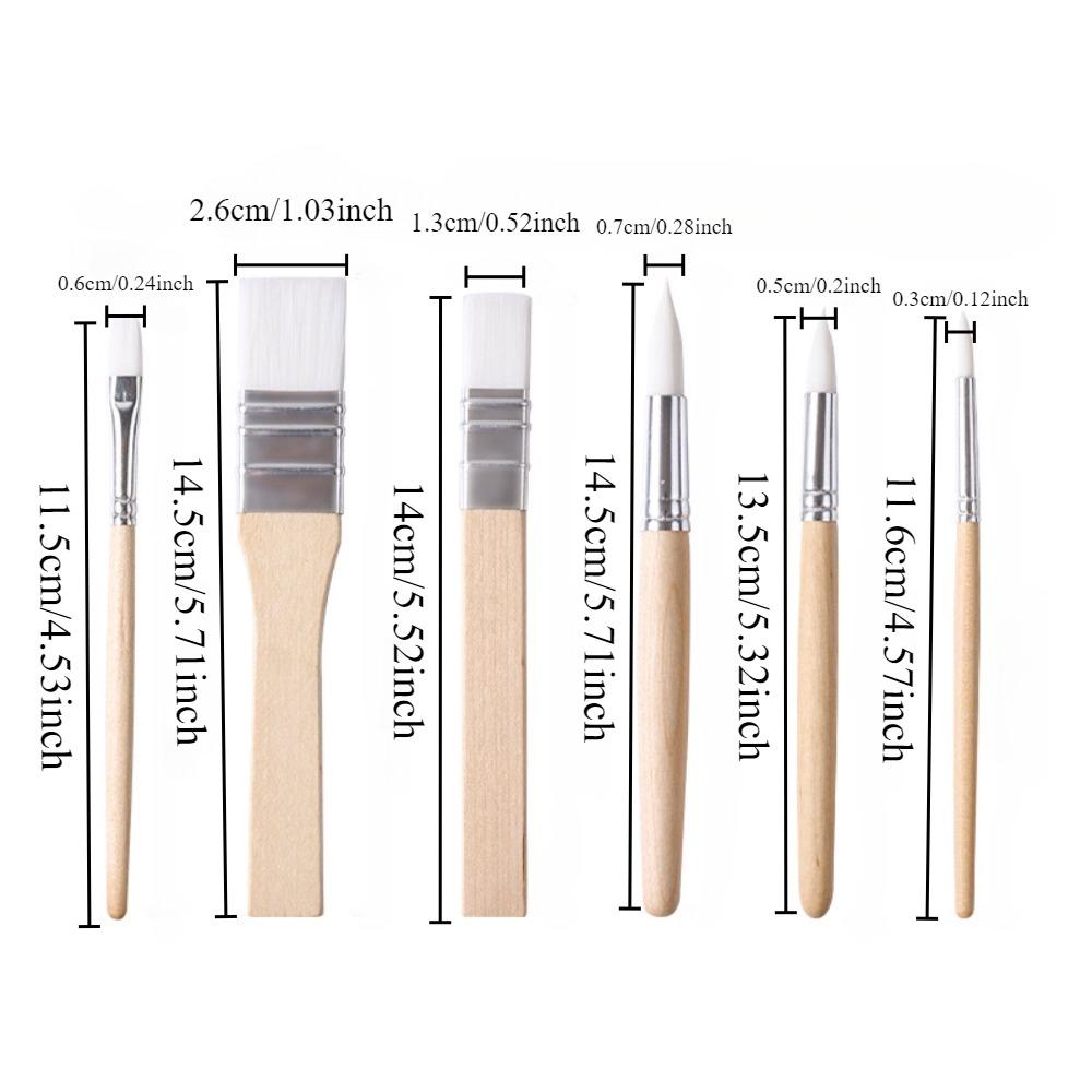 Art 6-pack oil painting pen, wood color short rod nylon brush set, watercolor pen, acrylic painting paint brush