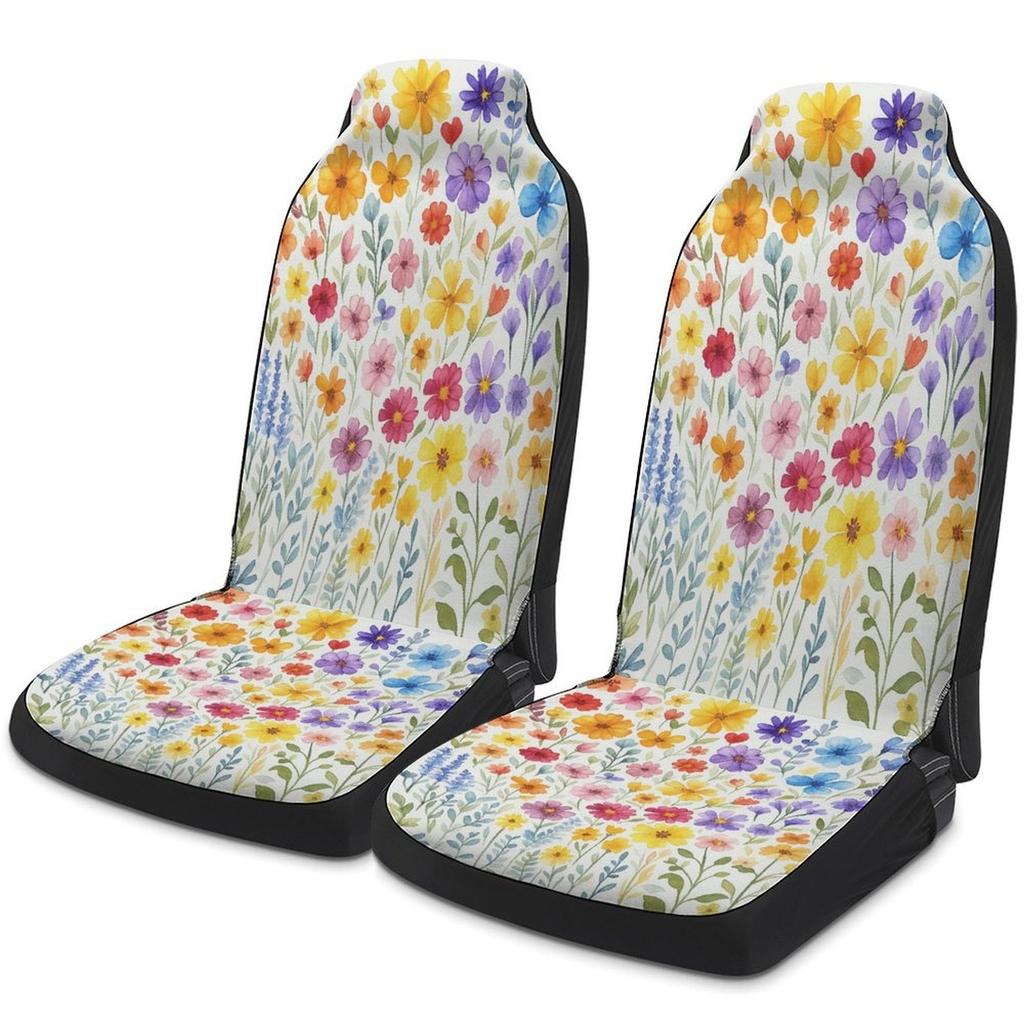 Floral Garden Themed Car Seat Cover Set For Most Cars, Trendy High-quality Car Seat Protector Covers Full Set, Universal Car Sea