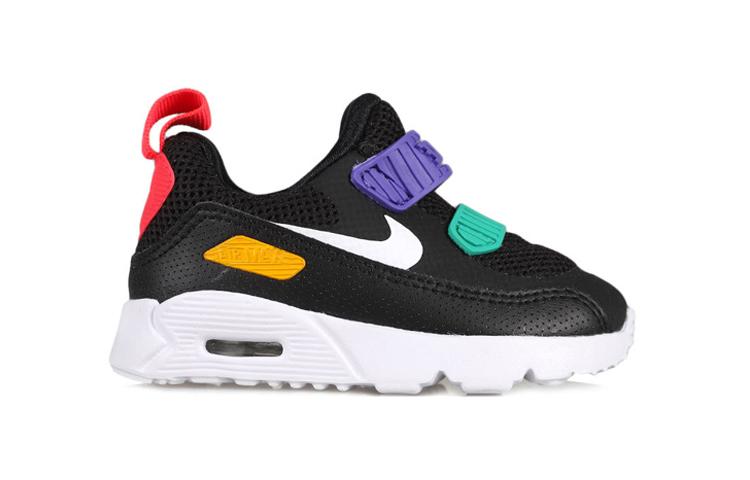 Nike Air Max 90 Cushioning Low top Running Shoes Black Purple Infant And Toddler 881924-014