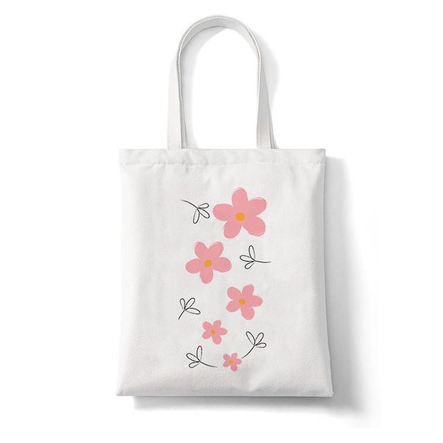 

Женская большая сумка-шоппер, эстетичная девушка, большая сумка на плечо, женская сумка с цветами, сумка для покупок Harajuku, парусиновая сумка, женская сумка на плечо 24*26cm