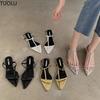 Fashion New Summer Women Sandal Fashion Narrow Band Flat Ladies Gladiator Shoes Pointed Toe Ankle Buckle Sandals for Women Zapatos Muje
