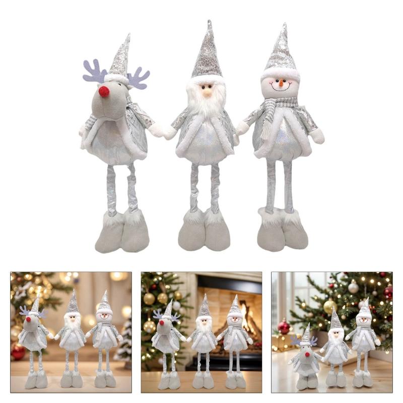 Santa/Snowman/Elf Stretchable Decoration Adjustable Height Silver Ornament For Window Home Christmas Holiday Decoration