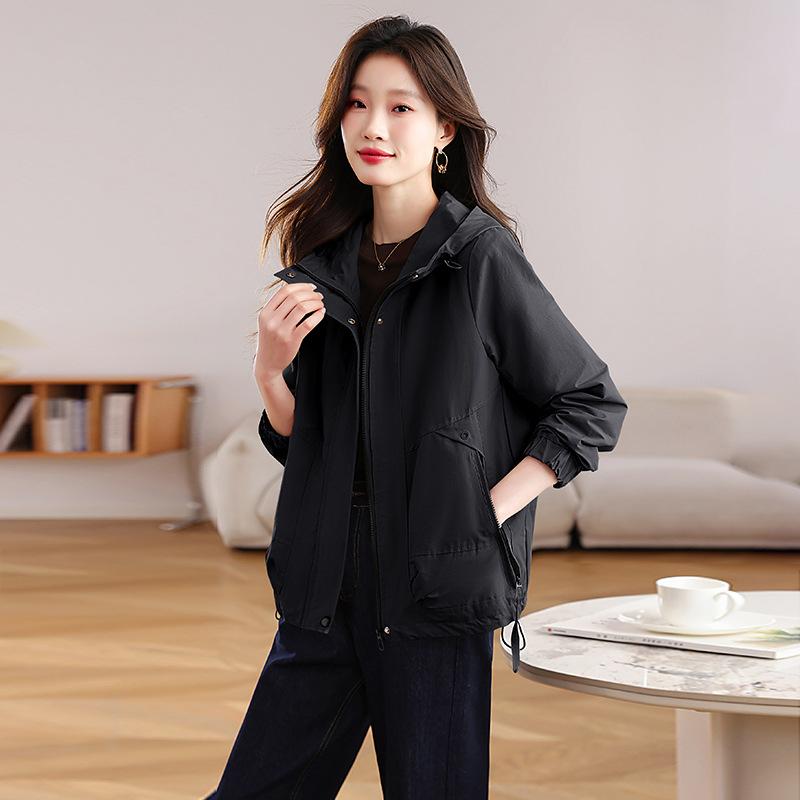 Hooded Jacket Jacket Women's Spring and Autumn New Small Tooling Fashion Casual Jacket Top, Trendy