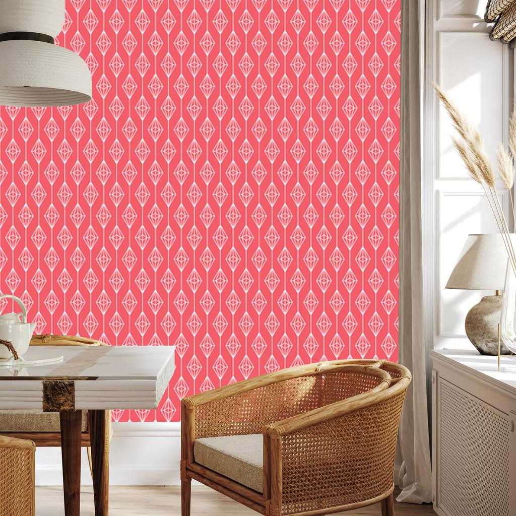 Wallpaper Geometric pattern coral background, coral center 50x1000