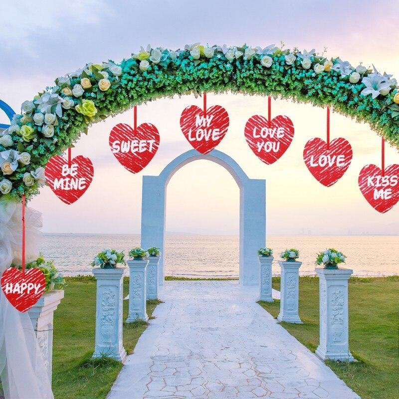 30Pcs Valentine's Day Heart Hanging Ornaments Lawn Yard Porch Heart Decor for Wedding Party Home Office Decor