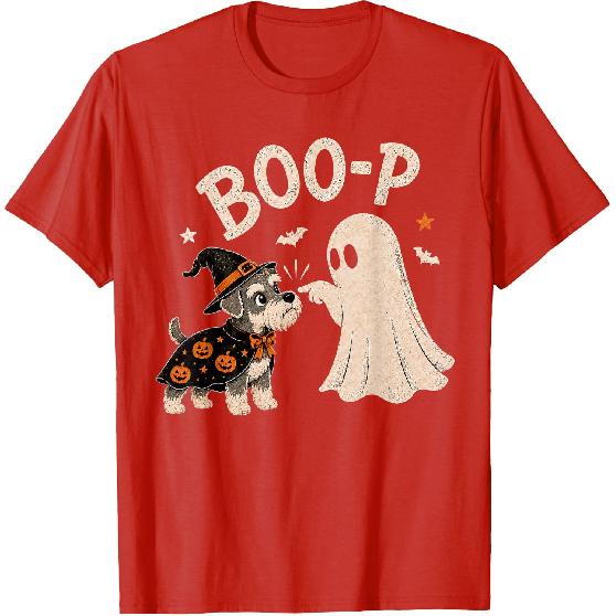 Miniature Schnauzer Boo Boo-p Ghost Nose Boop Halloween Dog T-Shirt