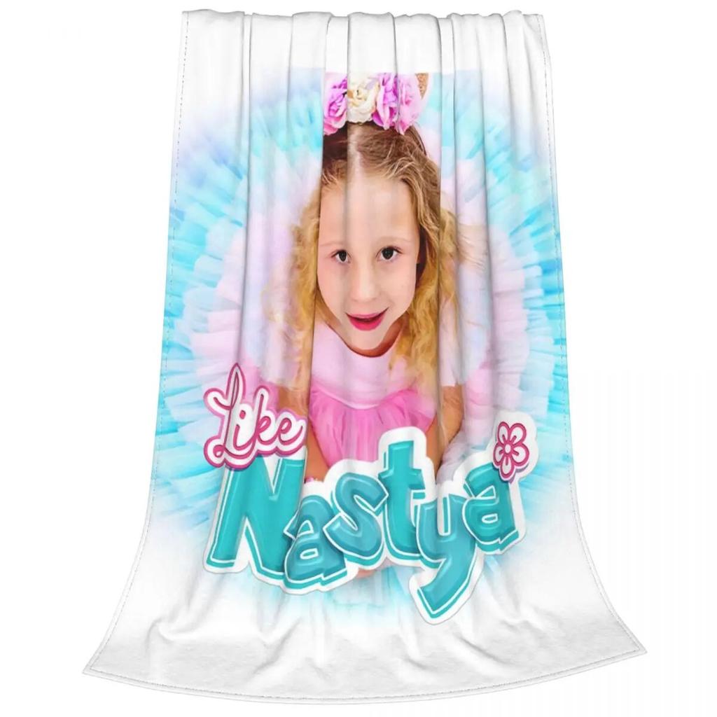 Cute Like Nastya Blankets Coral Fleece Plush Summer Air Conditioning Kawaii Cartoon Throw Blanket for Sofa Car Bedding Throws