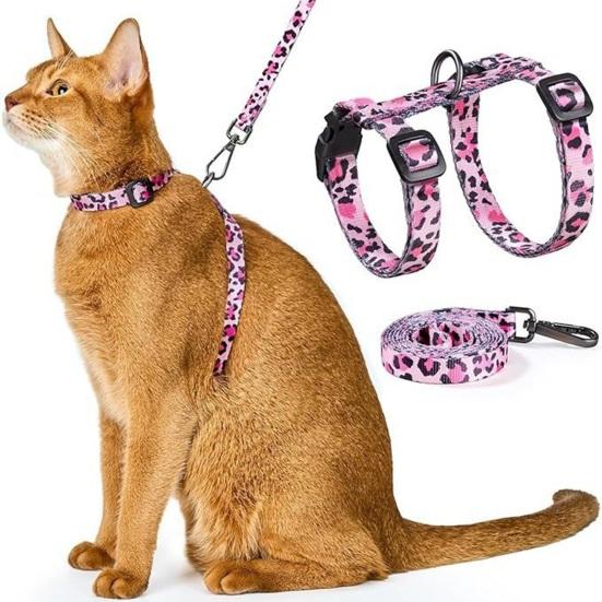 Ensemble harnais et laisse pour chat, harnais souple et réglable, anti-fuite, pour chaton, marche, voyage, corde de traction pour chats de petite, moyenne et grande taille