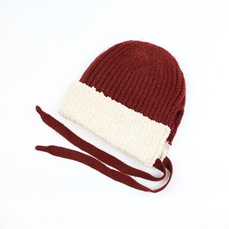 Hat Women's Autumn and Winter Merino Wool Knitted Wool Hat Plush Thickened Warm Versatile Show Small Cold Hat