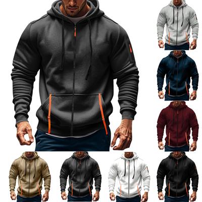 Men's Sports Casual Hoodie Hoodie Cardigan Zipper Multi-pocket Hoodie Coat
