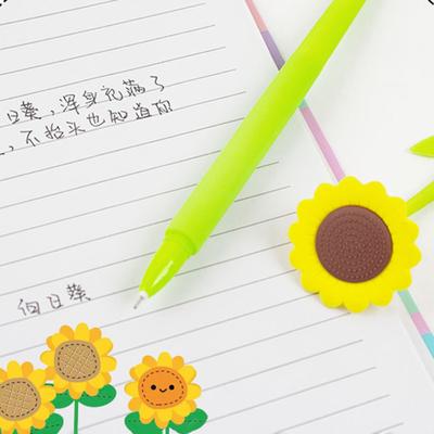 Gel Pen 0.5mm Fine Point Writing Fluently Ultralight Non-slip Comfortable Grip Sunflower Design Ink