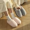 Warm and Comfortable Thickened Men's/Women's Solid Color Plush Slippers with Faux Fur Lining, Autumn and Winter Soft Sole Comfortable Home Slippers