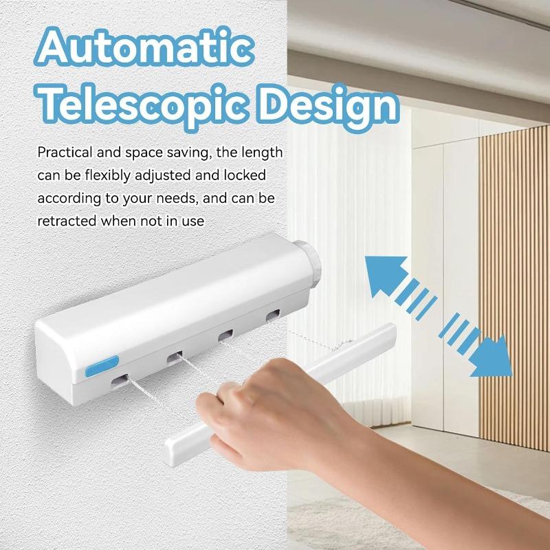 Telescopic Retractable Clothesline Wall Mounted Drying Rope Hanger Space-Saving for Indoor Outdoor Bathroom Balcony Laundry Drying Use