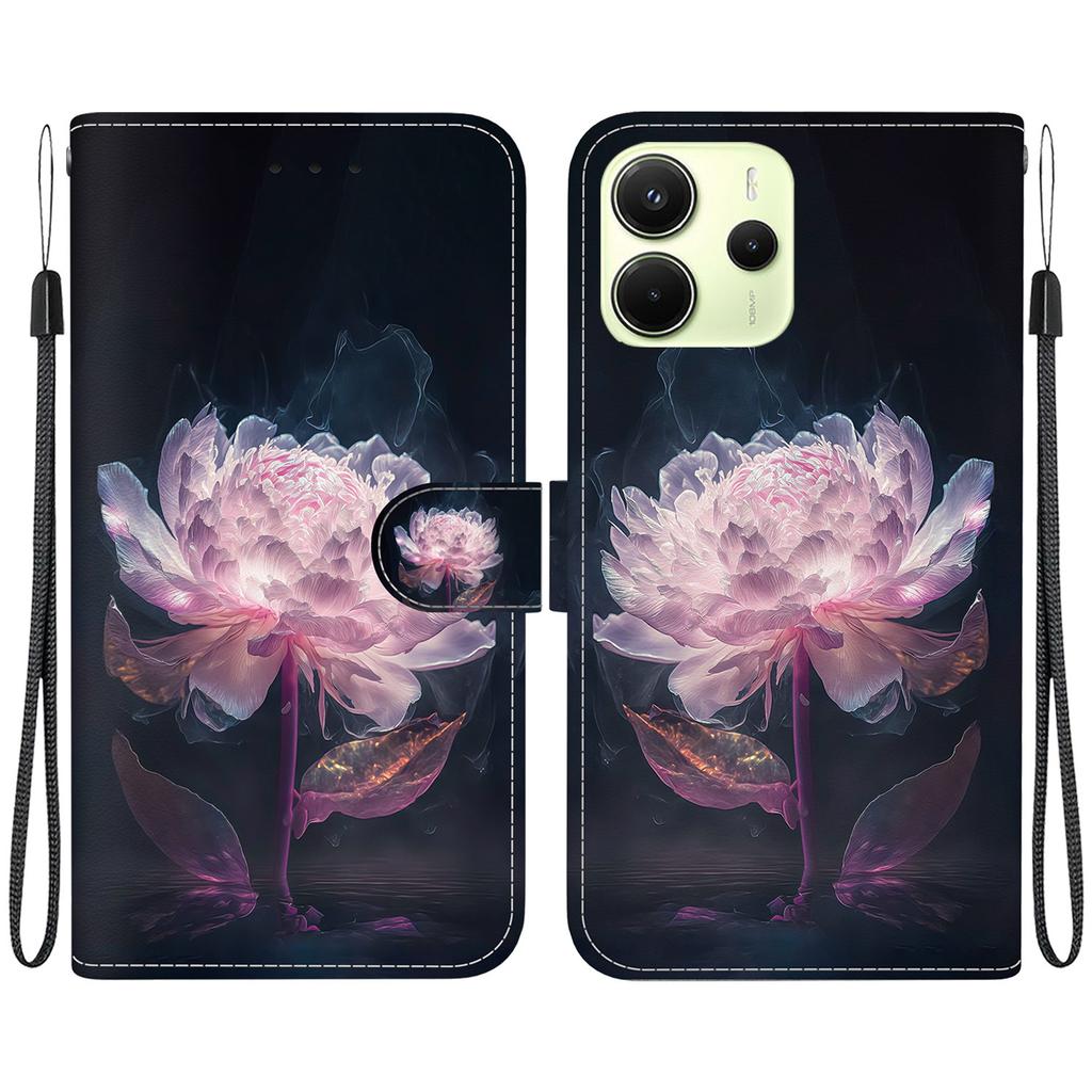 For Xiaomi Redmi Note 14 4G (163.25mm) Wallet Phone Case Anti-Drop Leather Flip Cover Pattern Printing