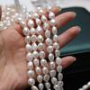 1String, White Natural Freshwater Pearls, Boho Handmade Straight Hole Pearl Beads for Jewelry Making DIY Necklaces Crafts (Beads 8-9mm, Length 36cm)