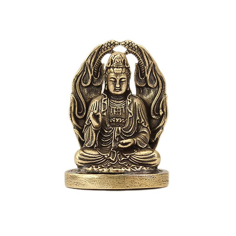Starožitná mosaz Malá socha Buddhy Kapesní Miniaturní figurky Guanyin Pracovní stůl Dekorativní Ornament Socha Dárky
