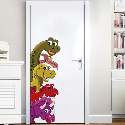 Funny Probe Dinosaur Door Room Decor Wall Decals Stickers Kids Room Wallpaper