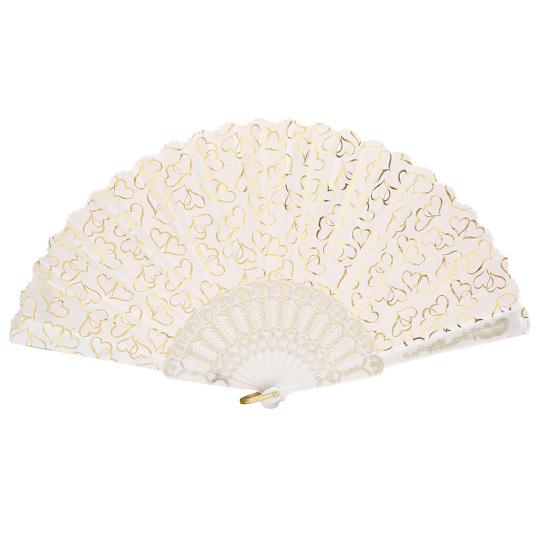 

Love Heart Print Folding Fan Ribs Fabric Hand Chinese Style Hollow Fan Portable Cooling Fan Dance серебряный