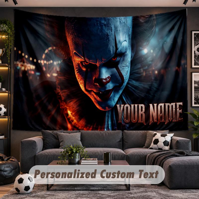 IT Pennywise Personalized Tapestry Support Custom Name, Wall Art Home Decoration