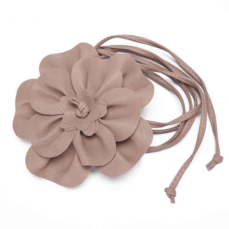 Bohemian Style PU Leather Floral Waist Tie Belt with Bow