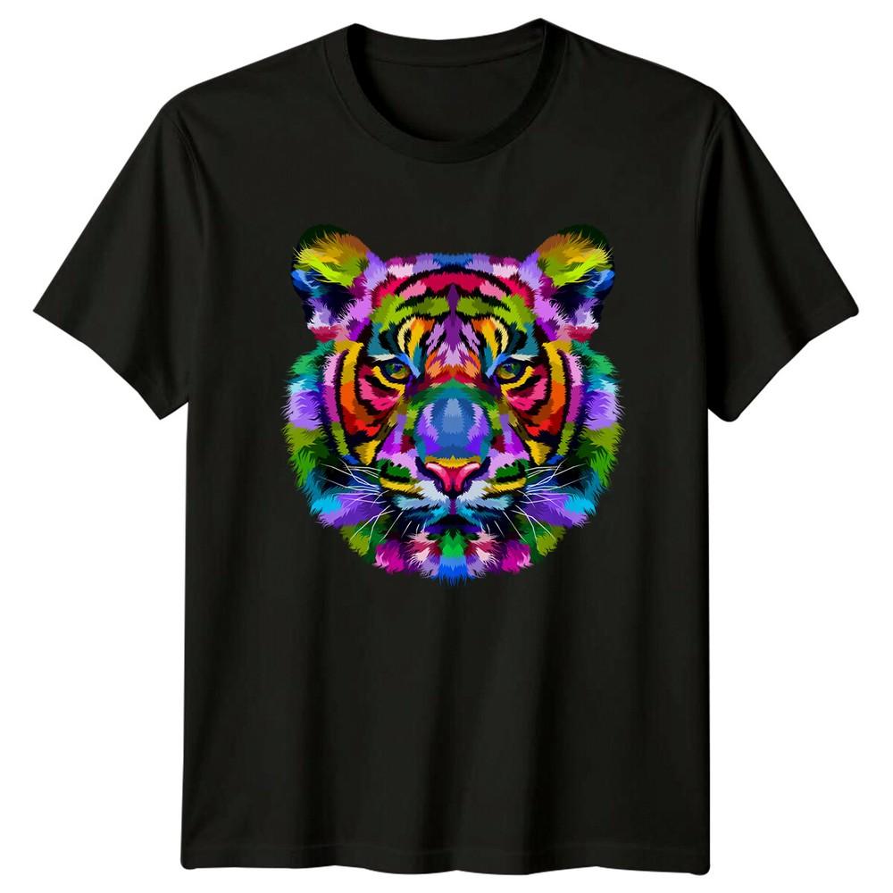 

Colorful Tiger Face Animals Mens TShirt Womens Graphic Tee Unisex Top Unisex T-Shirt XL