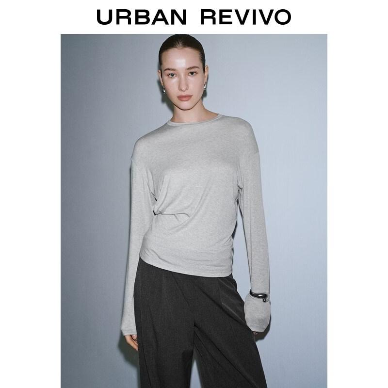 Women s Casual Pleated Waist Long Sleeve T-Shirt L