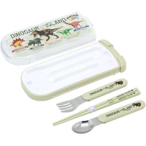 OSK Bento Box with Pull-Out Lid, Gakken Illustrated LIVE Chopsticks, Spoon, and Fork, Made in Japan, Dishwasher Safe, CT-20, Green