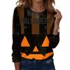 Women's Long Sleeve Casual Halloween Print Pullover Sweatshirt Round Neck Comfortable Fit Seasonal Top for Autumn Winter