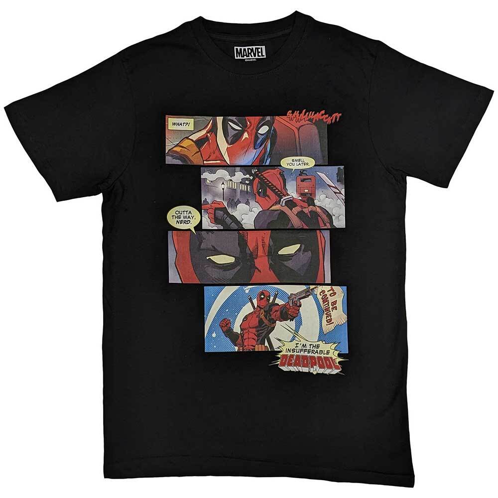 Marvel Comics Deadpool Strips T-Shirt Black New M