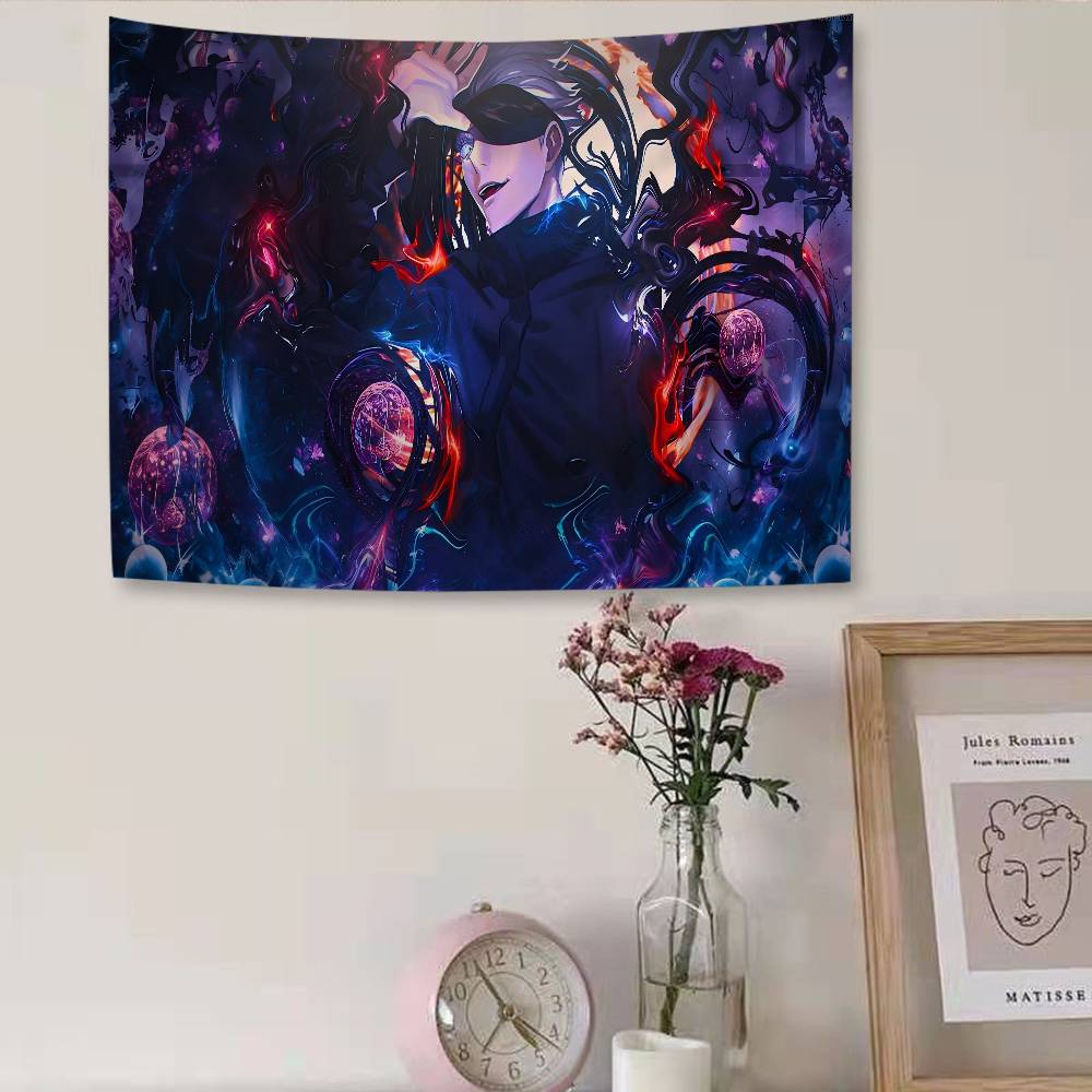 Jujutsu Kaisen Cartoon DIY Wall Tapestry Hanging Tarot Hippie Wall Rugs Dorm INS Home Decor