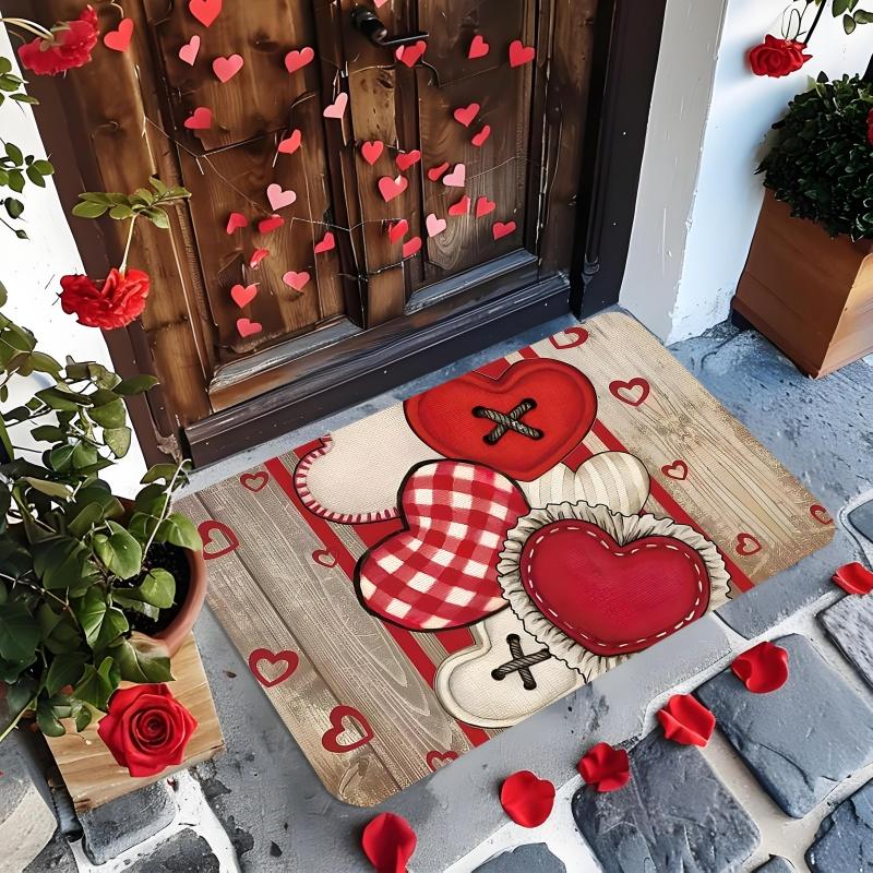 VIKAMA Valentine's Day Entrance Welcome Doormat Heart-Shaped Romantic Room Decoration Soft Comfortable Kitchen Bedroom Rug