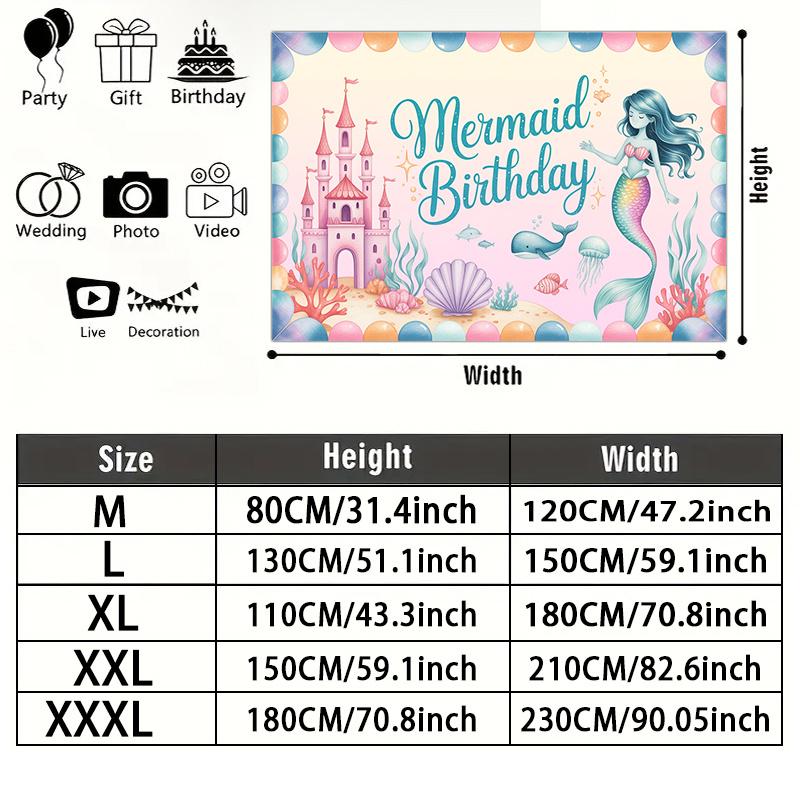 Party Backdrop Birthday Castle Mermaid Photo Booth Background Front Door Decor