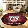 Round Rug Custom NameAthletic Bilbao Football Pattern Non Slip Carpet Home Floor Decor