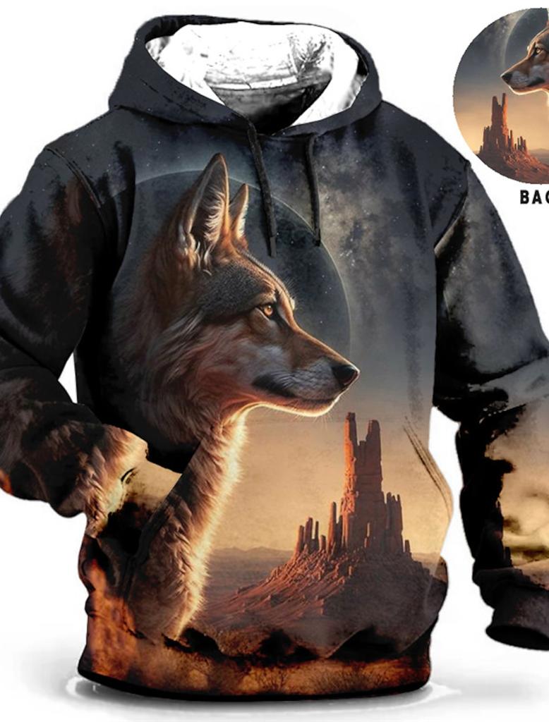 Men's Unisex Hoodie Fashion Pullover Hoodie Sweatshirt Hooded Animal Wolf Lion Dragon Tiger Print Daily 3D Print Casual Hoodies