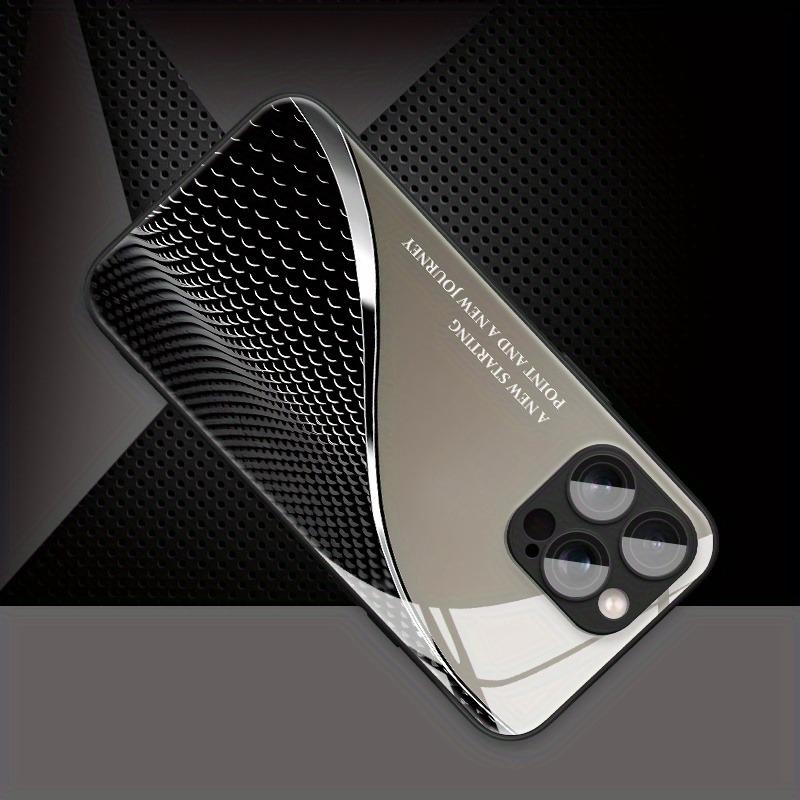 Metallic Texture Line Pattern Tempered Glass Phone Case For iPhone 11 12 13 14 15 16 17 Pro Max 17 Air 7 8 Plus XR XS X Cover