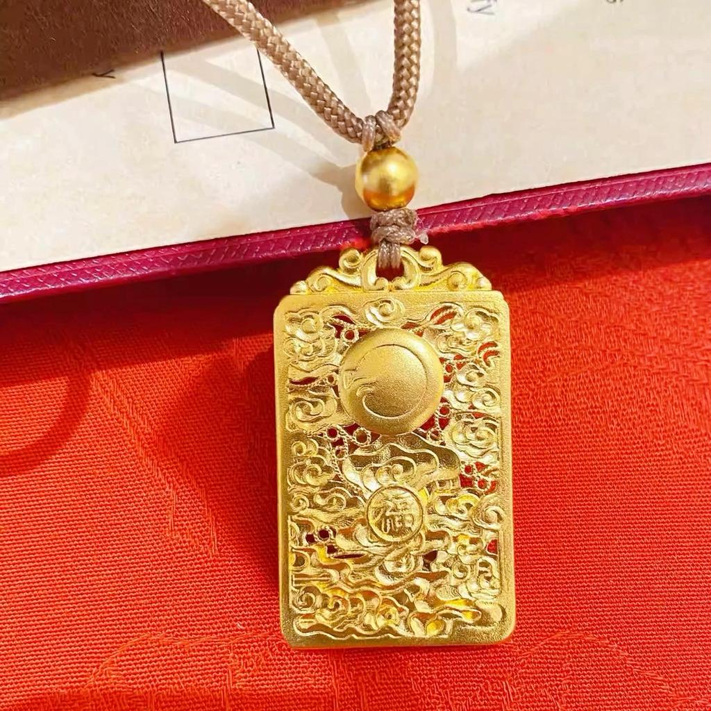 Acht Große Dharmapalas 24K AU999 Goldanhänger, Mahasthamaprapta Token, Tierkreiszeichen Schutz Buddha Amulett