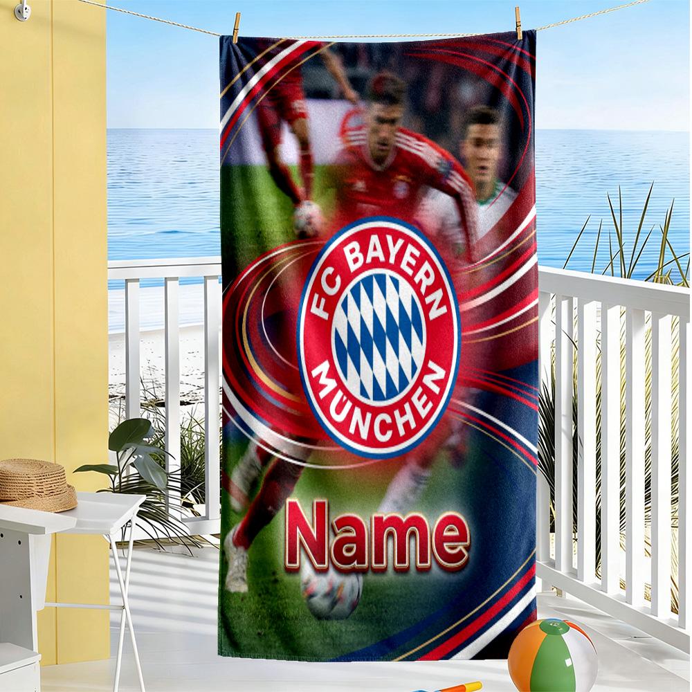 Bayern Munich Poster Customizable Name Beach Towel Super Soft & Absorbent