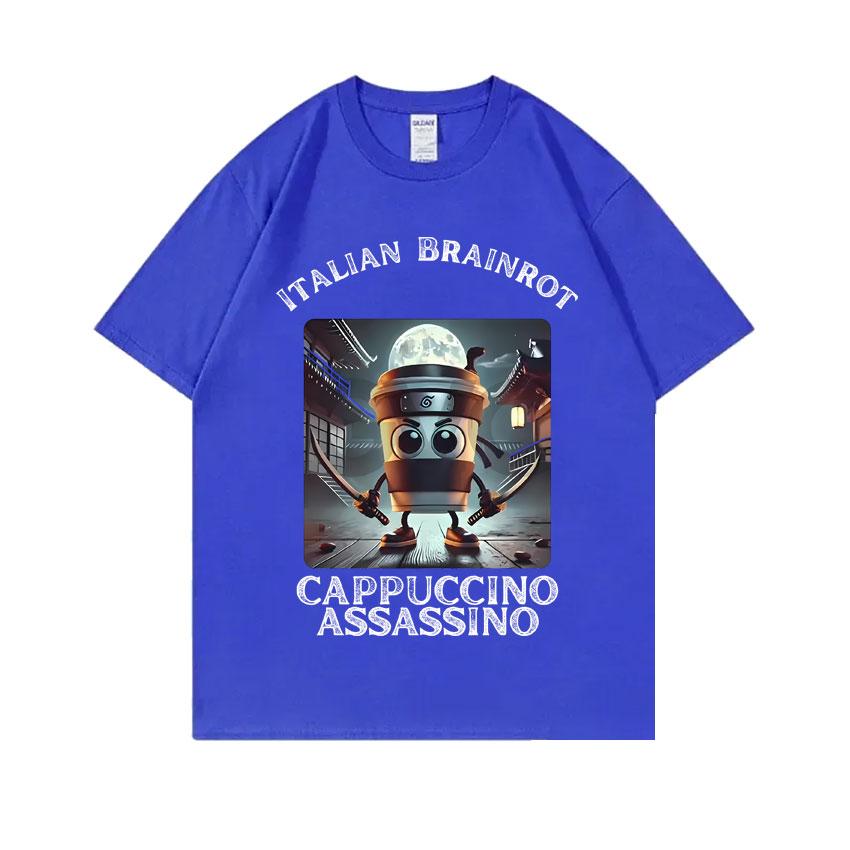 Italian Brainrot Cappuccino Assasino Funny Meme Tshirt Men Women Casual Joke Humor  T-shirt Unisex Vintage Oversized T Shirts