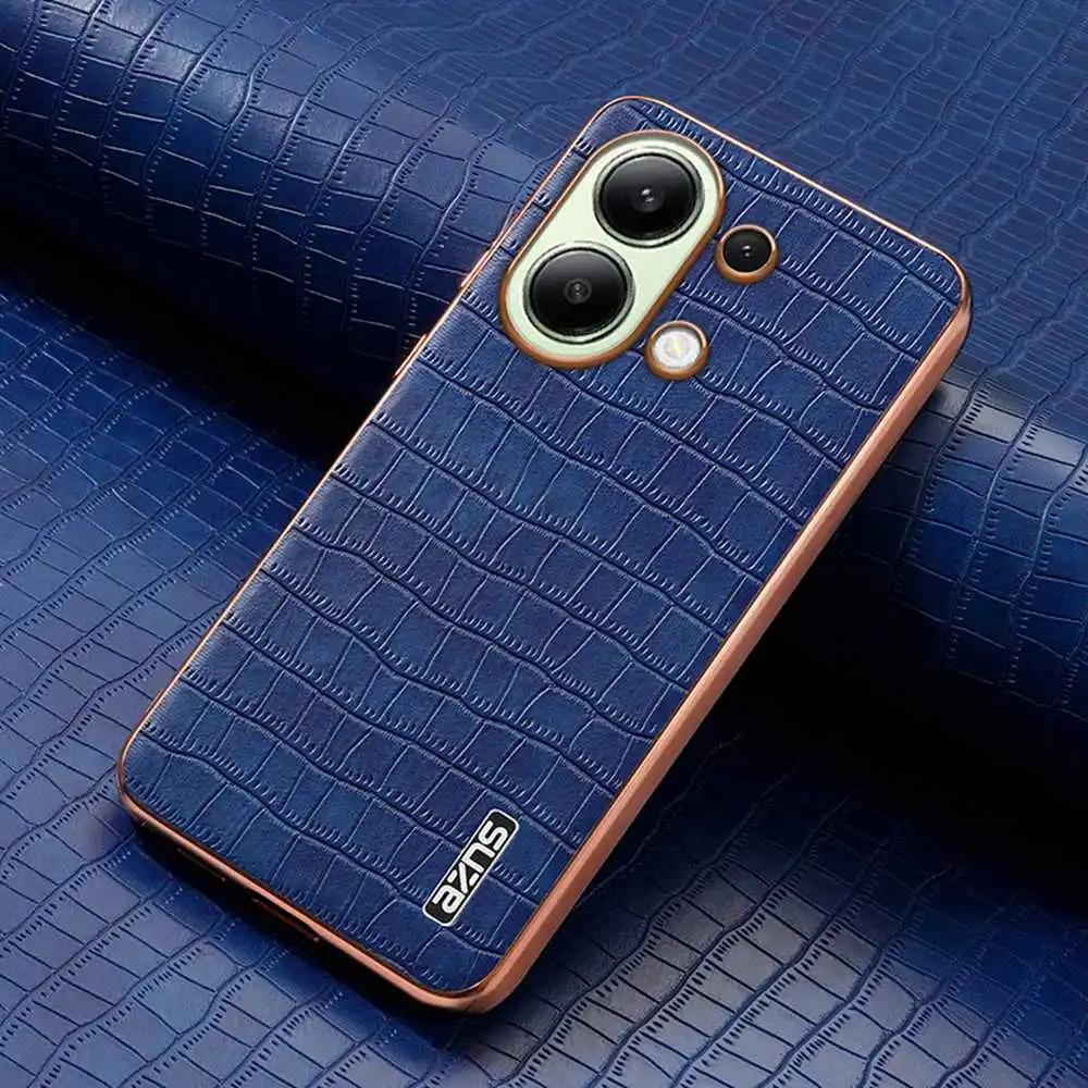 Leather Case Plating Bumper Full Shockproof Cover for Redmi Note 13 Pro 4G 13Pro Poco M6 Pro 4G Case PU Leather+TPU Phone Case