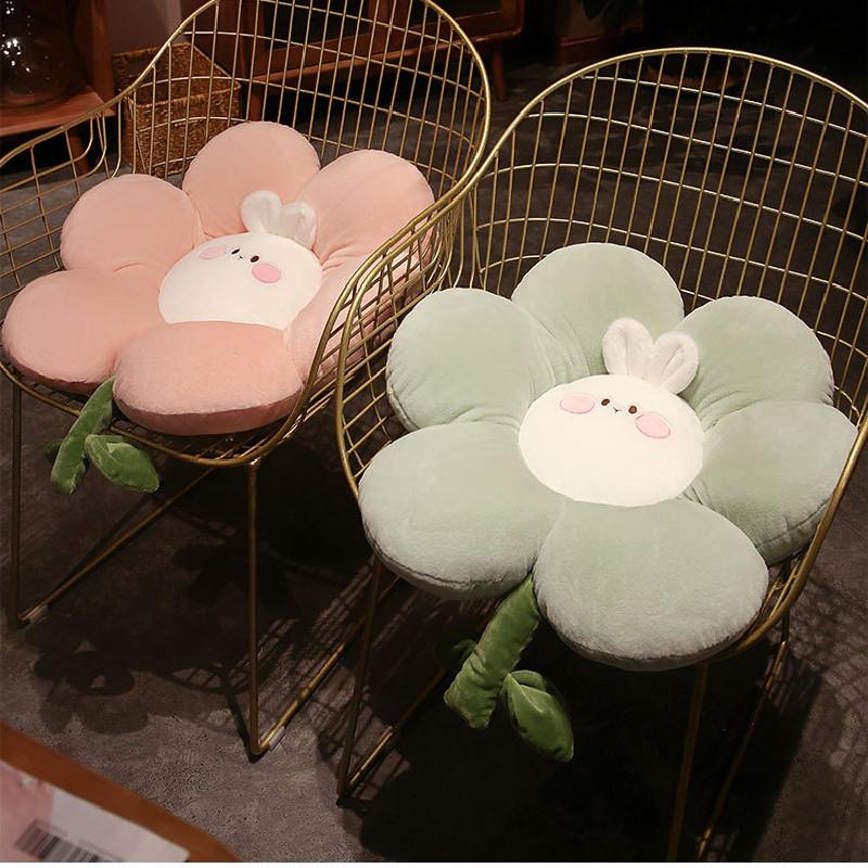 Adorable Pink Rabbit Flower Plush Pillow Soft Toy For Office Seat Cushion And Tatami Mat