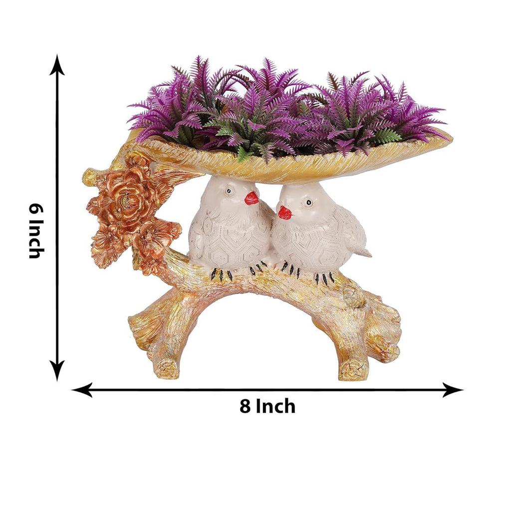 2 Birds Sitting On Tree Branch Figurine Home Decoration Showpiece Chidiya Statue for Home Decor Item Sparrow Pair Showpiec