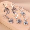 3paris/set Vintage Alloy Flower Dangle Earrings Sunflower Rose Earrings for Women Girls Party Holiday Jewelry Gifts